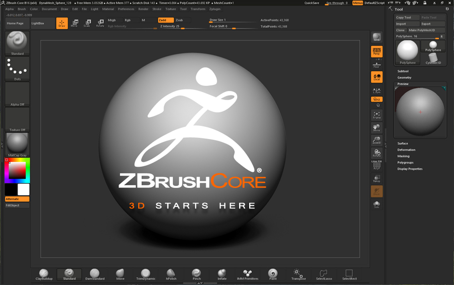 ZBrushCore has the same UI as ZBrush