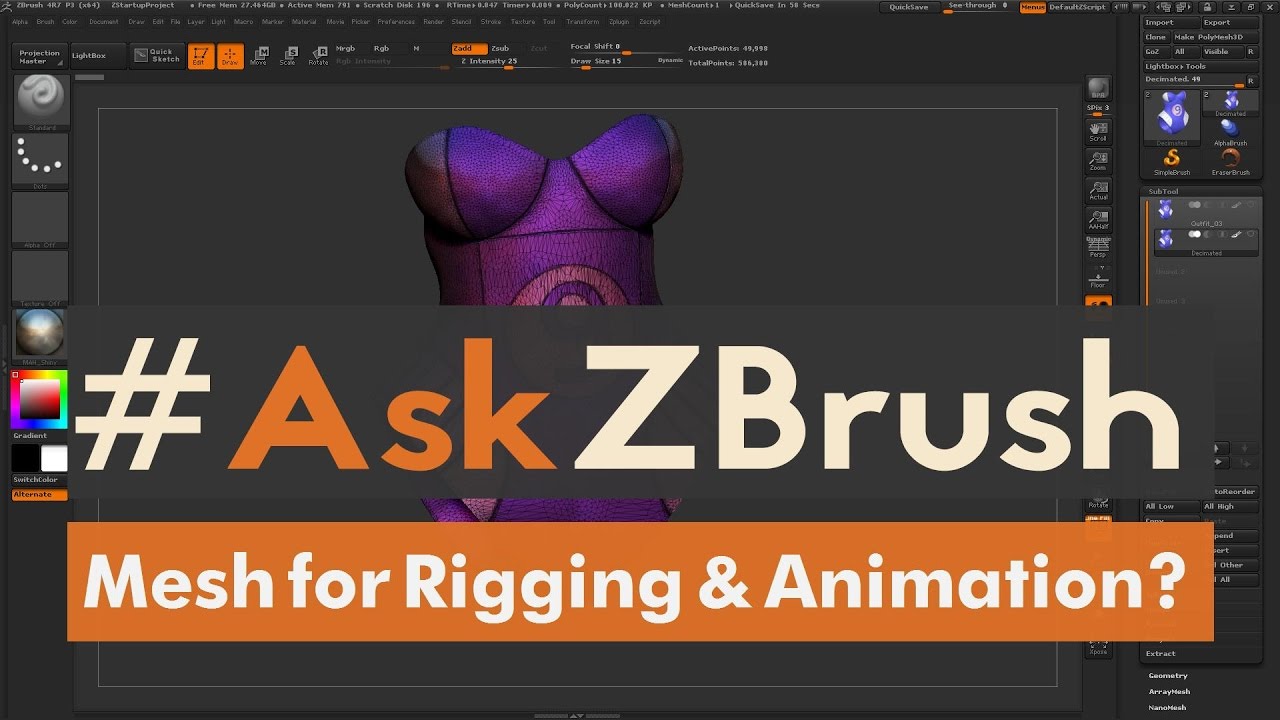 #AskZBrush: “How can I decimate a model into quads so it’s easier to rig and animate?”