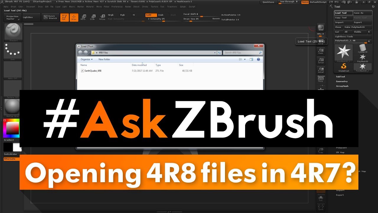 how to open zpr file in zbrush