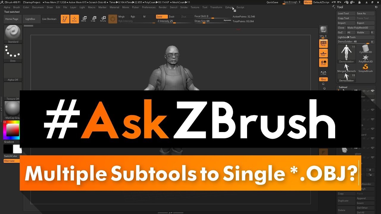 #AskZBrush: “How can I export multiple Subtools to a single *.OBJ file?”
