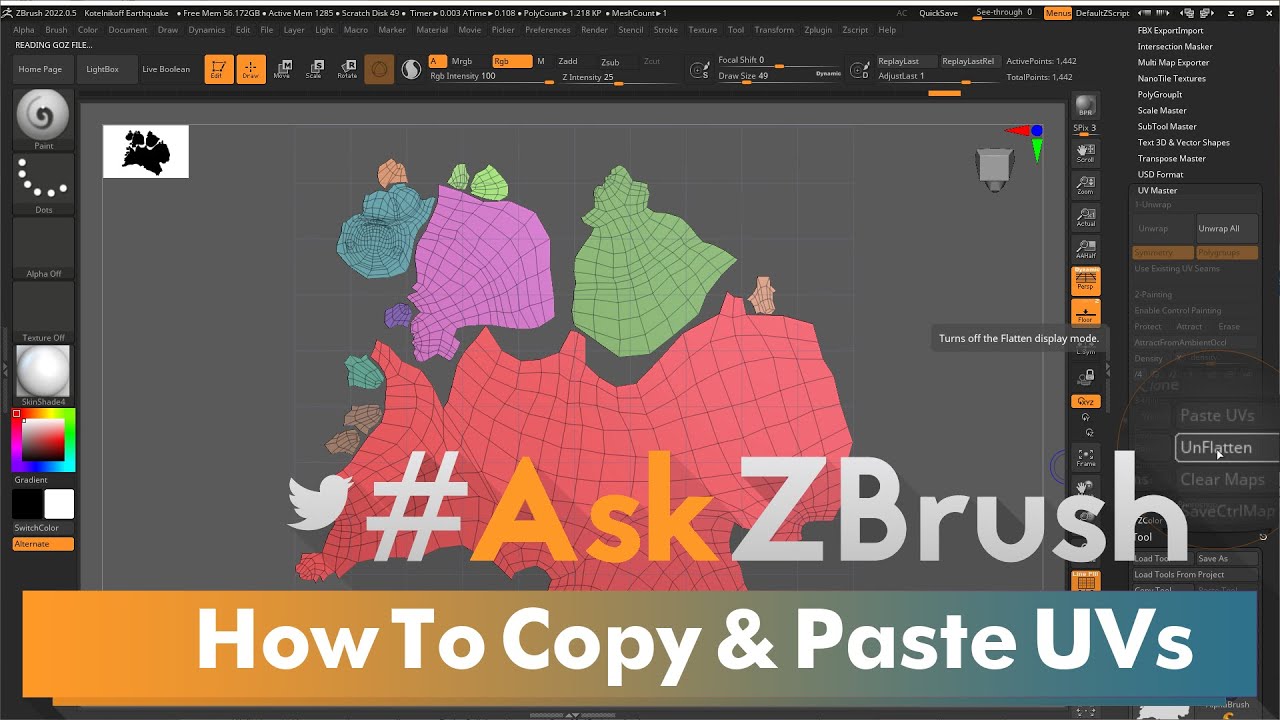 copy and paste a part of zbrush