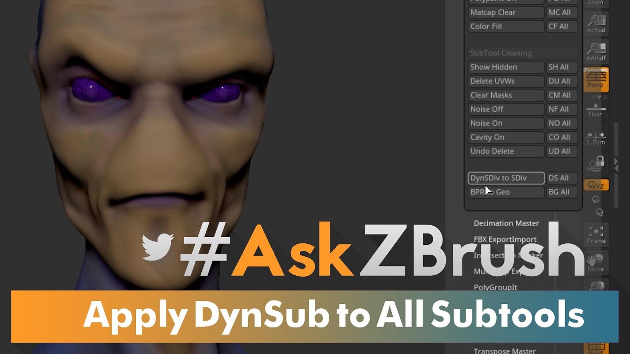 dynamic subdivision to all subtools zbrush