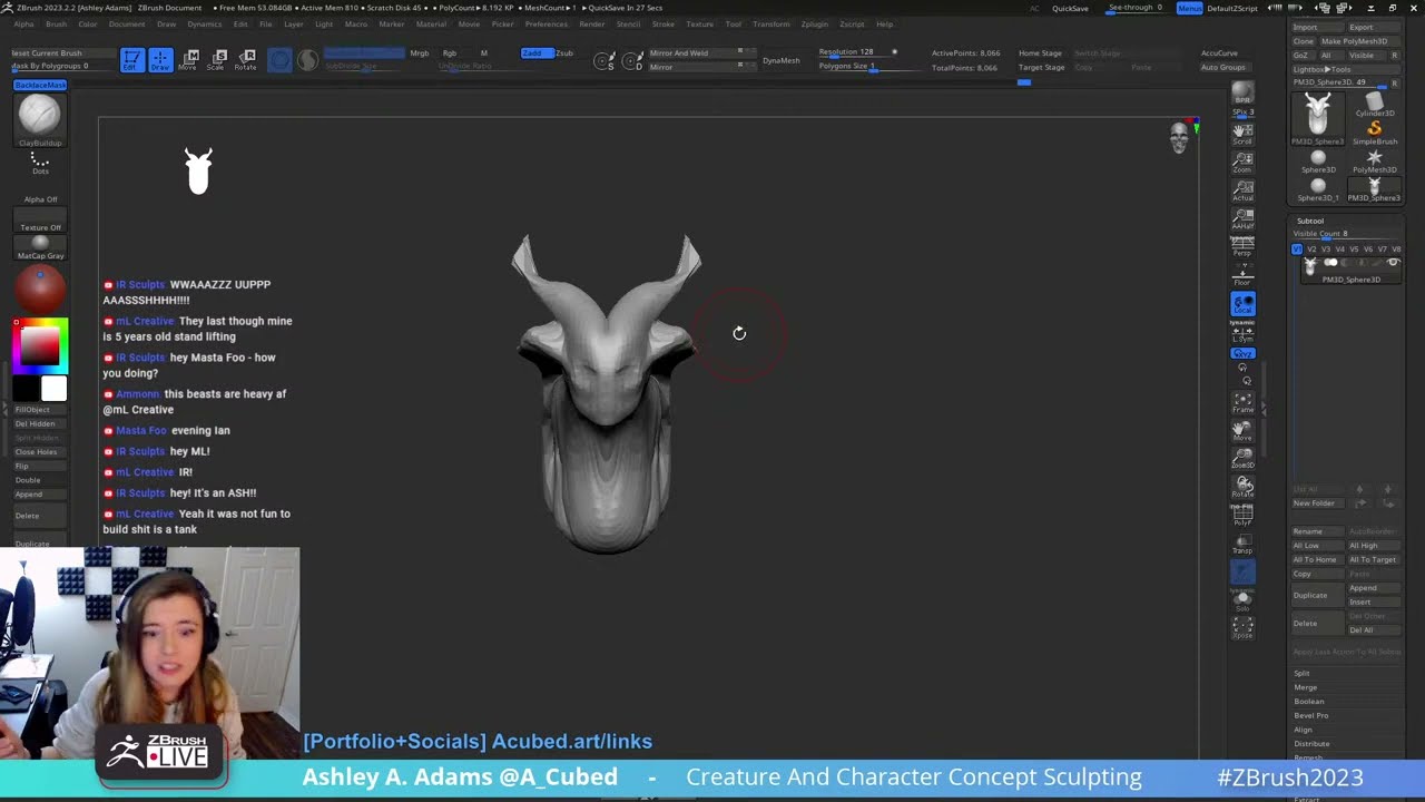 Creature Character Concept Sculpting Ashley A Adams A Cubed Zbrush Zbrushlive